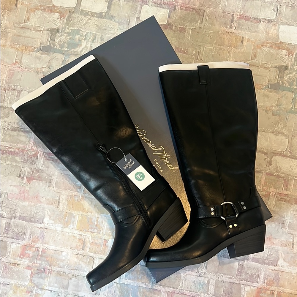 Universal Thread Black Heeled Boots Wide Calf